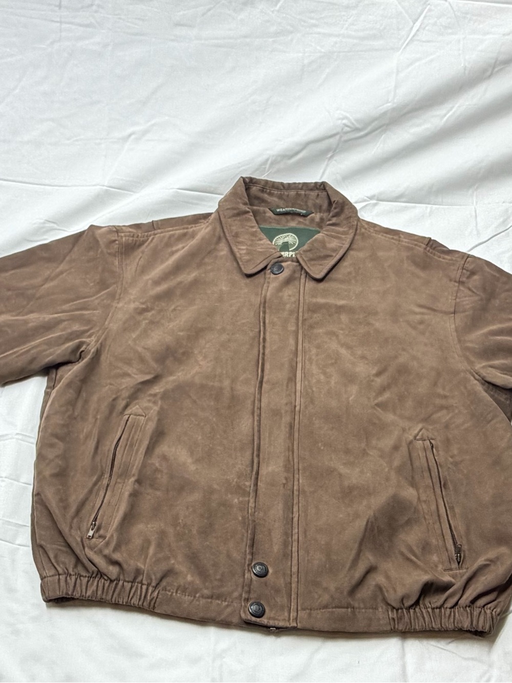 Weatherproof Brown Suede Bomber Jacket